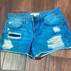 Distressed Blue Denim Shorts